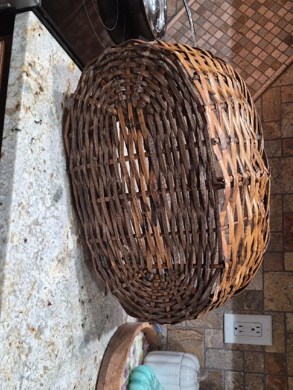Rustic Woven Brown Willow Basket with Handle - Home Accents